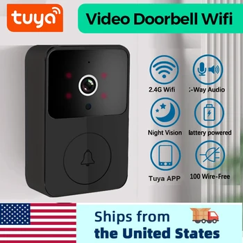 Tuya Wireless Video Doorbell, Smart Doorbell Camera Works with Tuya APP, HD Surveillance with Night Vision & Motion Alerts