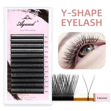

AGUUD YY Shape Eyelash Extensions Double Tip Hand Woven Y Volume Fan Lash Makeup Mesh Net Cross Natural Faux Individual Eyelash