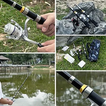 Telescopic Fishing Rod Reel Combo 2PCS 6.89FT Collapsible Fishing Pole Spinning Reel Lures Accessories 2