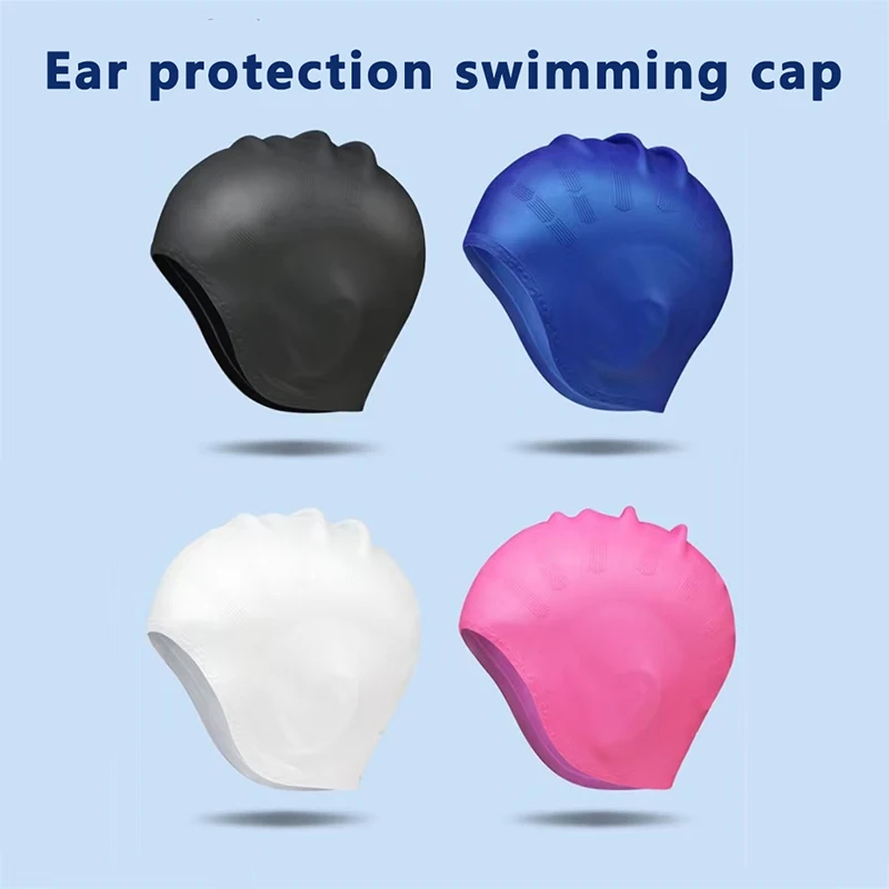 Adults High Elastic Swimming Caps Men Women Waterproof Swimming Pool Cap Protect Ears Long Hair Large Silicone Diving Swim Hat 2