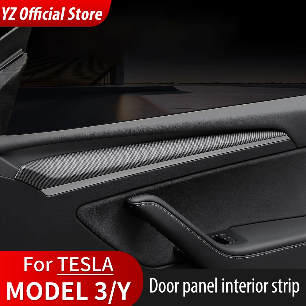 

YZ For Tesla Model 3 Y Dashboard Trim Cover & Door Decor Panel Sticker ABS Center Console Face-lift Modification Accessories