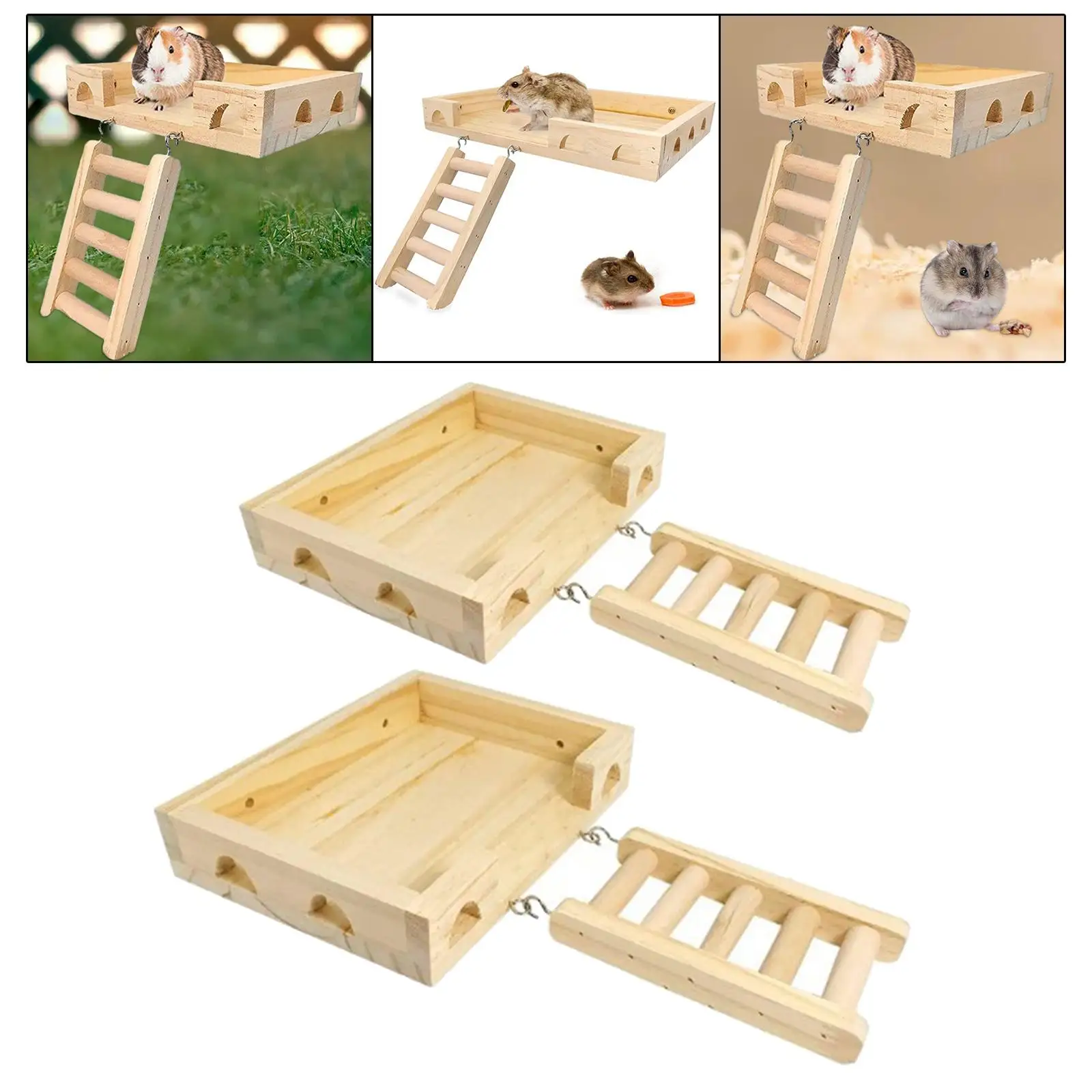 Hamster Wooden Ladder Toy Simple Installation Portable for Parakeets,conures,