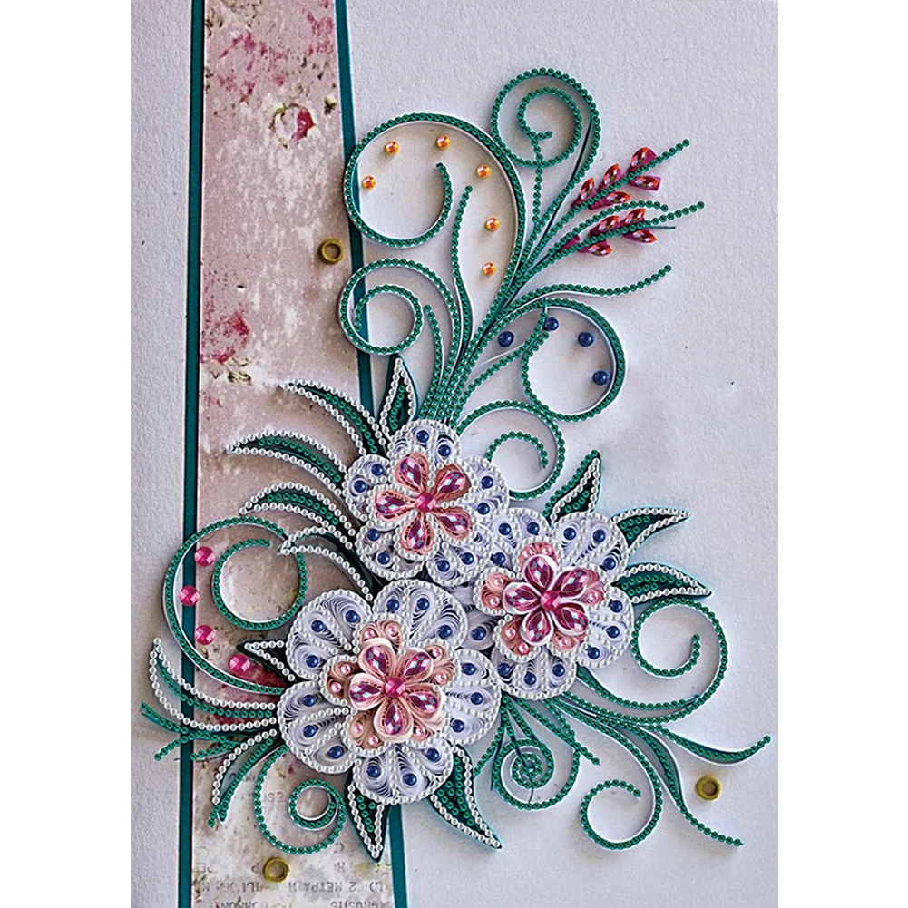 5D Diamond Painting Flower Series Kits DIY Paper Quilling Painting Picture Special-shaped Drill Diamond Painting Decor 30x40cm 