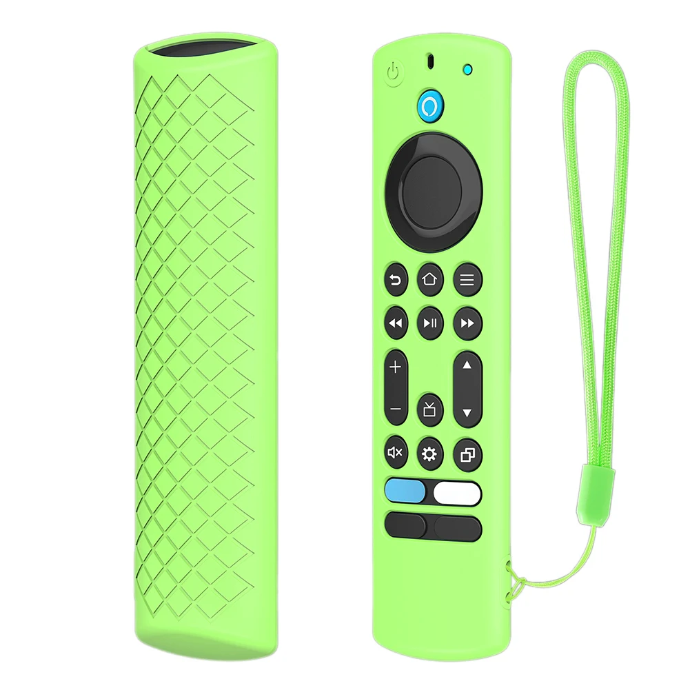 랜야드 리모컨 교체용 실리콘 보호 스킨 슬리브, Fire TV Alexa 음성 리모컨용 발광 쉘