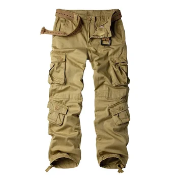 2024 Men Camouflage Cargo Pants Multi-pocket Tactical Combat Trousers Loose Cotton Outdoor Workwear Casual Pants NO Belt 3