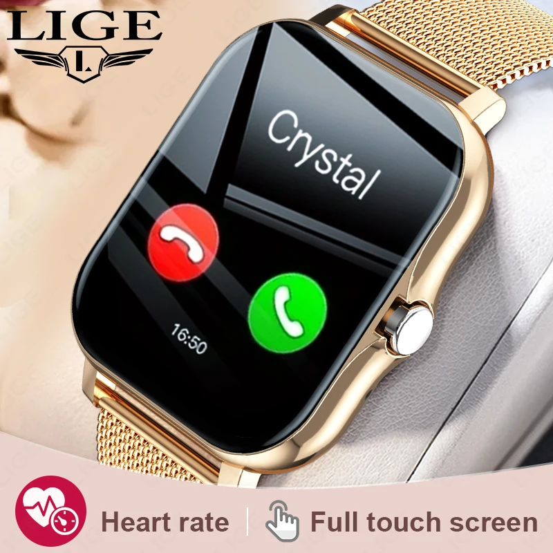 LIGE 새로운 블루투스 통화 스마트 워치 여성 음성 보조 스포츠 피트니스 팔찌 방수 Lday Smartwatch Men For 안드로이드 Ios