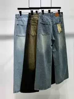 Men's 2024 Summer New Fashion Hole Jeans Trendy Male Straight Denim Pants Pocket Zipper Jeans Solid Color Denim Trousers
