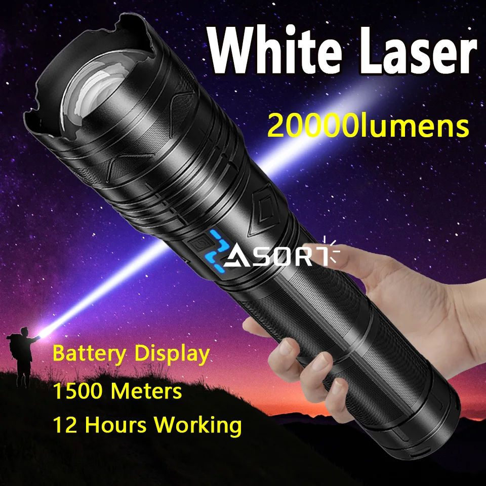 Powerful LED Flashlight Super Bright Spotlight Long Range Zoomable Emergency Lantern Outdoor Camping Torch Power Display Powerful LED Flashlight Super Bright Spotlight Long Range Zoomable Emergency Lantern Outdoor Camping Torch Power Display