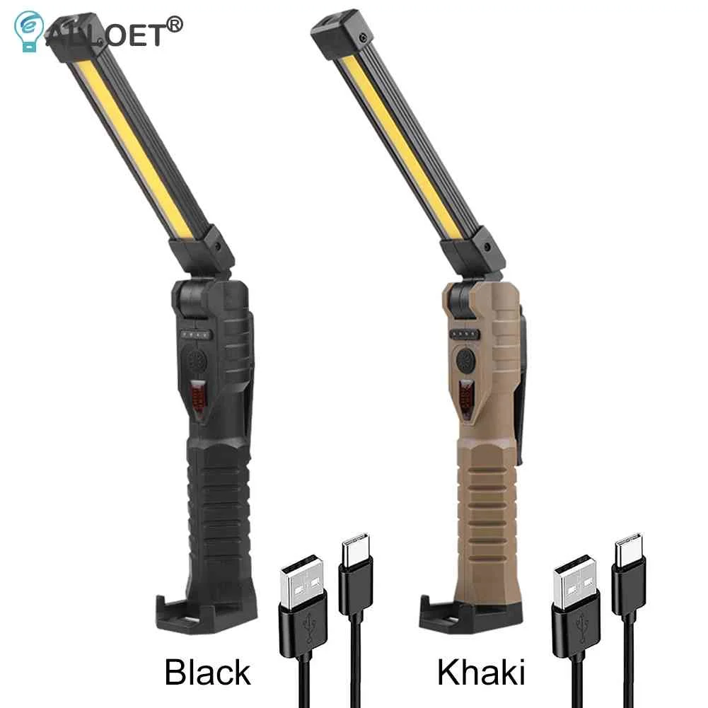 Led Flashlight Led Work Light Work Light Handheld Flashlight 400 Lumens Type-C USB Rechargeable for Outdoor Car Repair Managetic Work Light with Power Capacity Indicator