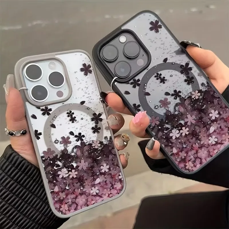 Elegant Cherry Blossom Phone Case with MagSafe Compatibility