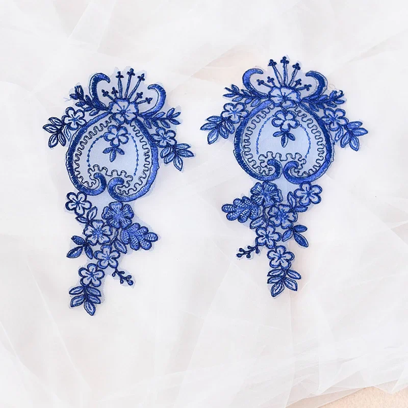 2pcs Lace Fabric Many Colors Choice Organza Embroidered Lace Applique Patch DIY Wedding Dress Accessories Handmade lace fabric lace garment accessories sewing patches lace sewing supplies lace accessories lace sewing accessories
