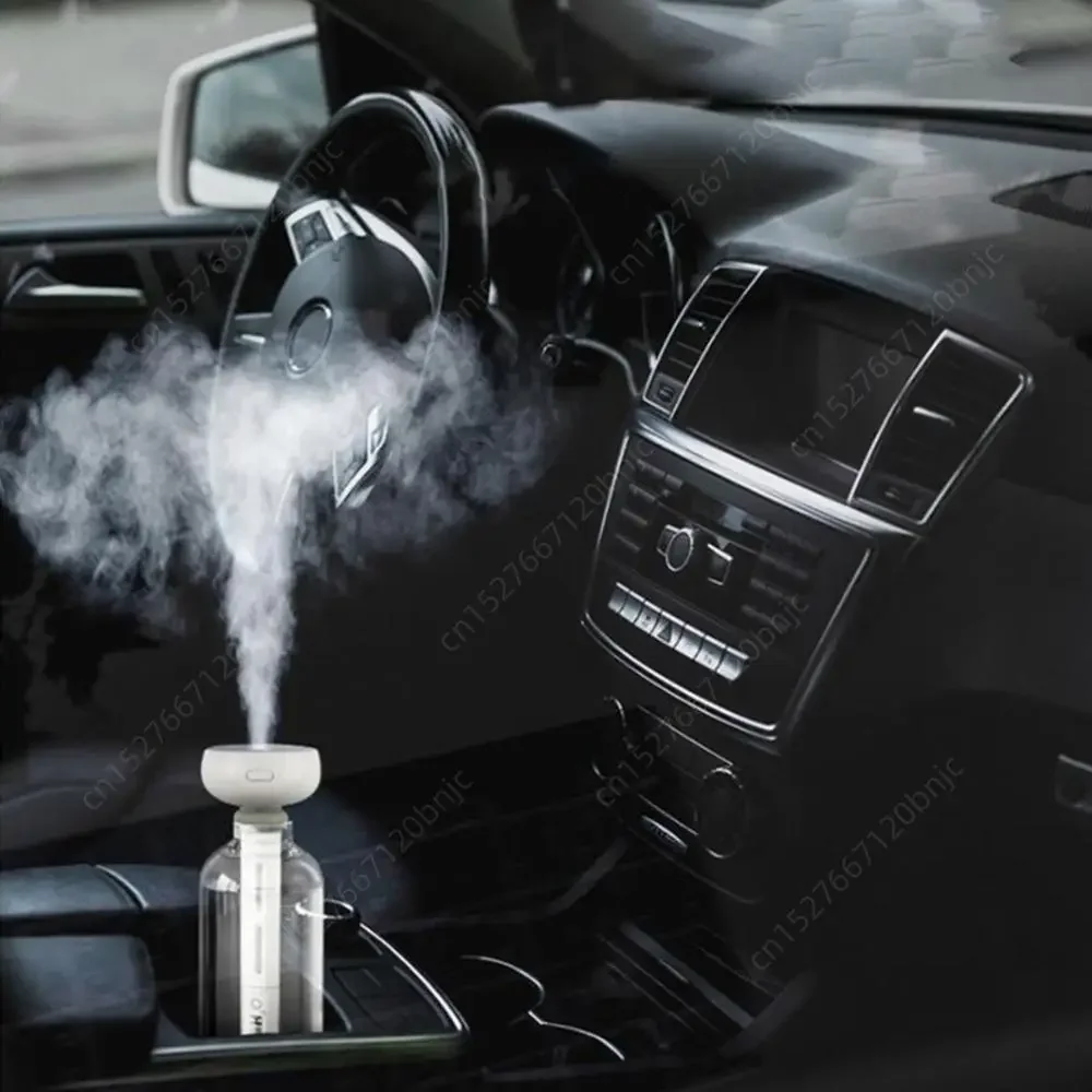 USB Car Air Humidifier Bottle Aroma Diffuser Mist Maker with Colorful Light Essential Oils Diffuser Air Freshener for Auto Home