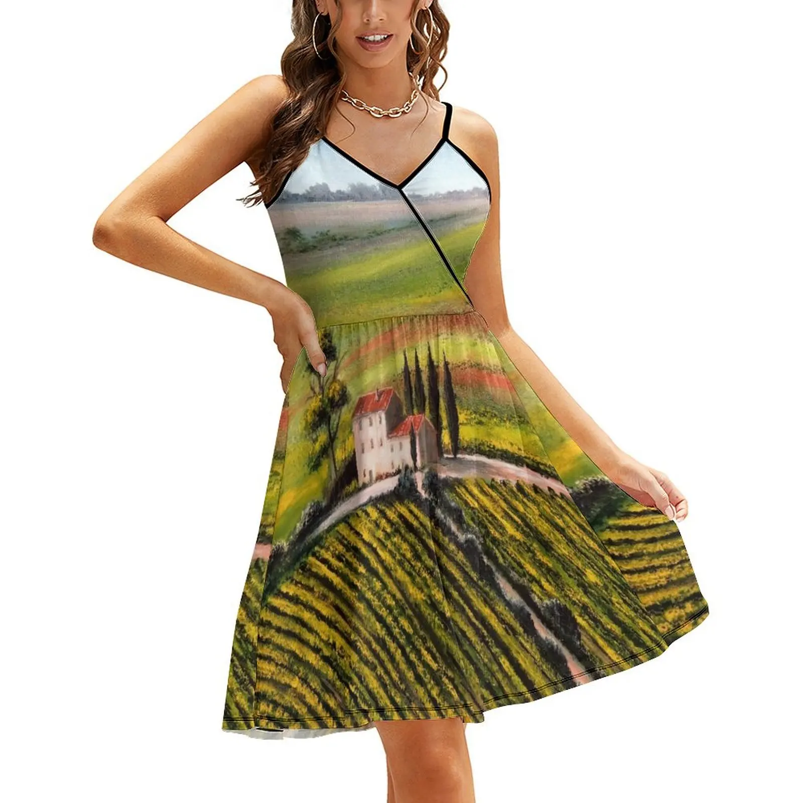 

Tuscany - Vineyards Sling Dress Party dresses Women's summer long dress