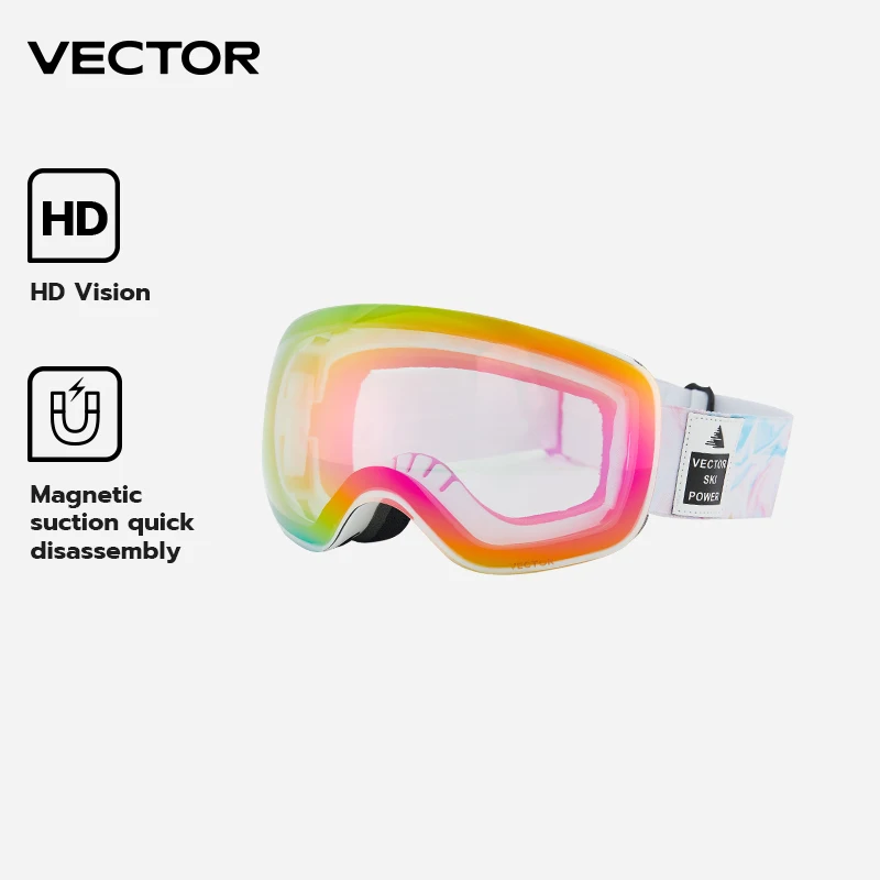 VECTOR Kids Ski Goggles Big Spherical for Children Double Layers UV400 Magnetic Ski Glasses Girls Boys Snowboard Goggles Eyewear