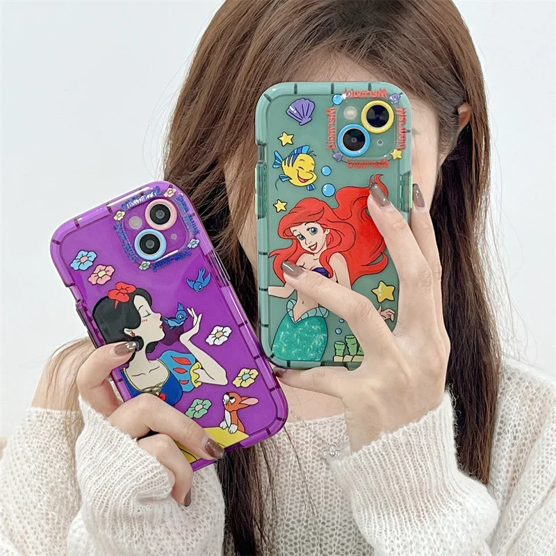 

Белоснежный силиконовый чехол с рисунком русалки для IPhone X/XR/11/12/13ProMax Girl, Мягкий защитный чехол для телефона с рисунками из мультфильмов