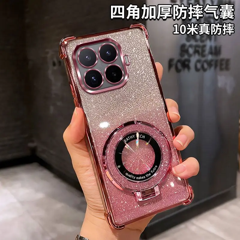 3D Gradient Glitter Phone Case with Holder Stand and Back Cover