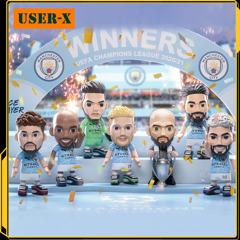 User-X Ace Player Manchester City Champions Series Blind Box Football Toy Action Doll Anime Figure Cute Birthday Gift Mystery