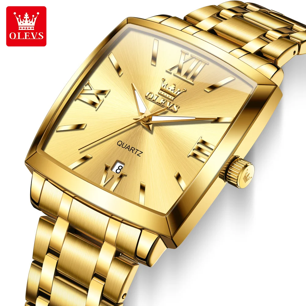 ساعة كوارتز مربعة للرجال ماركة OLEVS، تاريخ بسيط،...