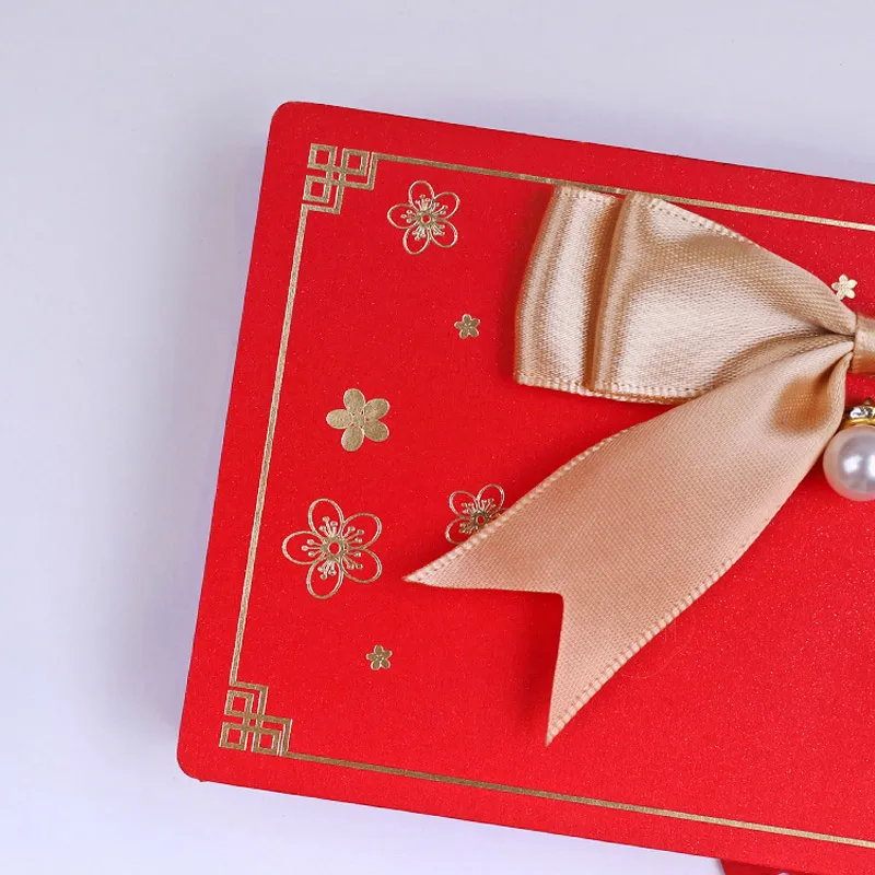 New 6/10 Slots Bowknot Folding Red Packets 2025 CNY Cash Gift Bag Valentine's Day Birthday Wedding Spring Festival Red Envelope