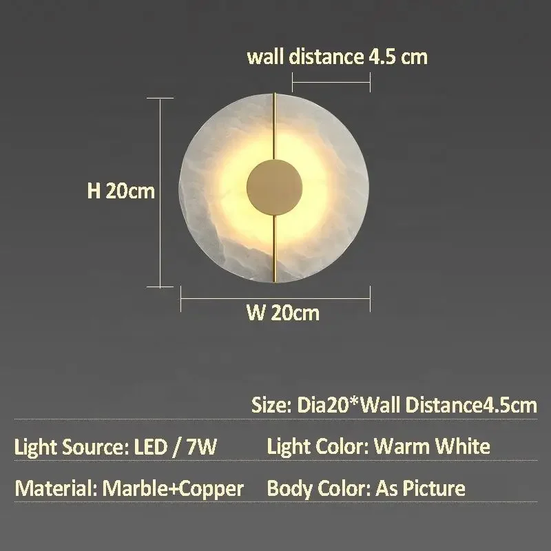 Lumind marble wall lamp Light luxury copper wall lamp high-grade atmosphere bedroom bedside hotel corridor light