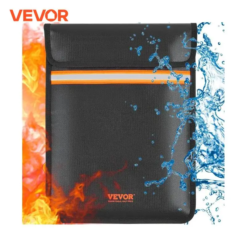 Money Document Pouch VEVOR Fireproof 2-layer/ 1-layer 2000℉ Fireproof & Waterproof Storage for Documents Jewelry