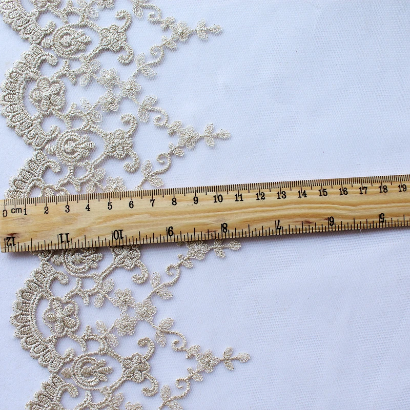 Goldene Spitzenbänder, 11 cm/22 cm breit, zur Dekoration, Vorhänge, Zubehör, Tüllstoff für Handarbeiten, Nähen, 2 Yard, zum Verzieren, Großhandel – Detail 4