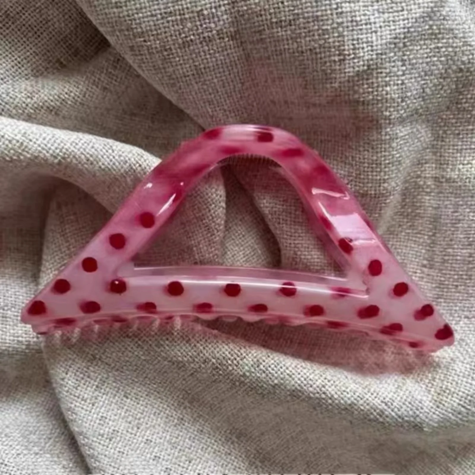 1 Pc Fashion Hair Claw Set: Triangle Polka Dot & Oval Shaped Clips, Stylish Acrylic Hair Accessories for Women