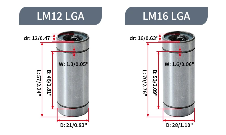 Hochtemperaturbeständiges Stahlkäfig-Linearbewegungslager LM8GA LM10GA LM12GA LM16GA LM20LGA LM25LGA LM30LGA LM35LGA LM40LGA – Detail 10