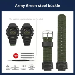 Enhanced Nylon Sports Strap - Durable Canvas Men's Bracelet 16mm Accessory - Width 16mm convex (Army Green steel)