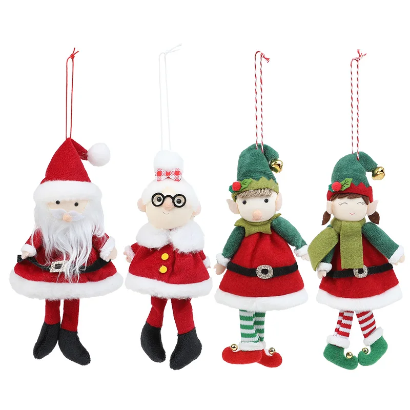 Christmas Elf Plush Doll Hanging Ornaments Xmas Tree Cute Boy Girl Elf Pendants 2026 Kids New Year Party Gift Home Decoration