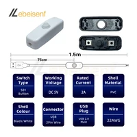 New 5V Switch Power Supply Wire 1.5M USB Male to 2 Core Connection Cable 501 Button ON OFF 2A For LED Strip Lamp Bulb Light DIY - Image 2