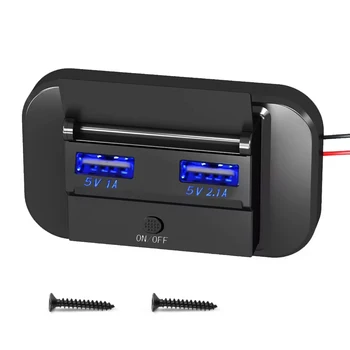 Caricabatteria da auto per montaggio a parete doppio USB 12V 5V/3.1A Caricatore rapido per telefono cellulare per auto con interruttore per auto RV Barca Marine Moto