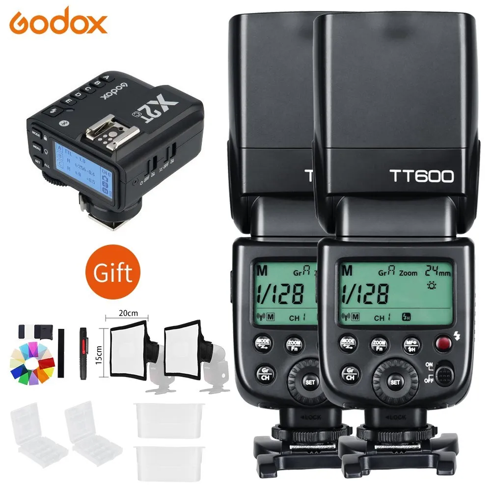 2x Godox Tt600 2.4g Wireless Camera Flashes Speedlites With X1t