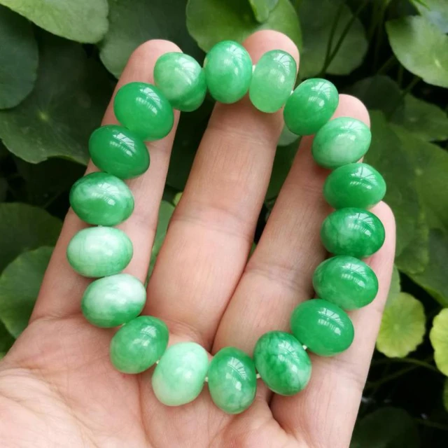 Natural green apple color jade agate big beads Men bracelet 11-12mm AAA |  eBay