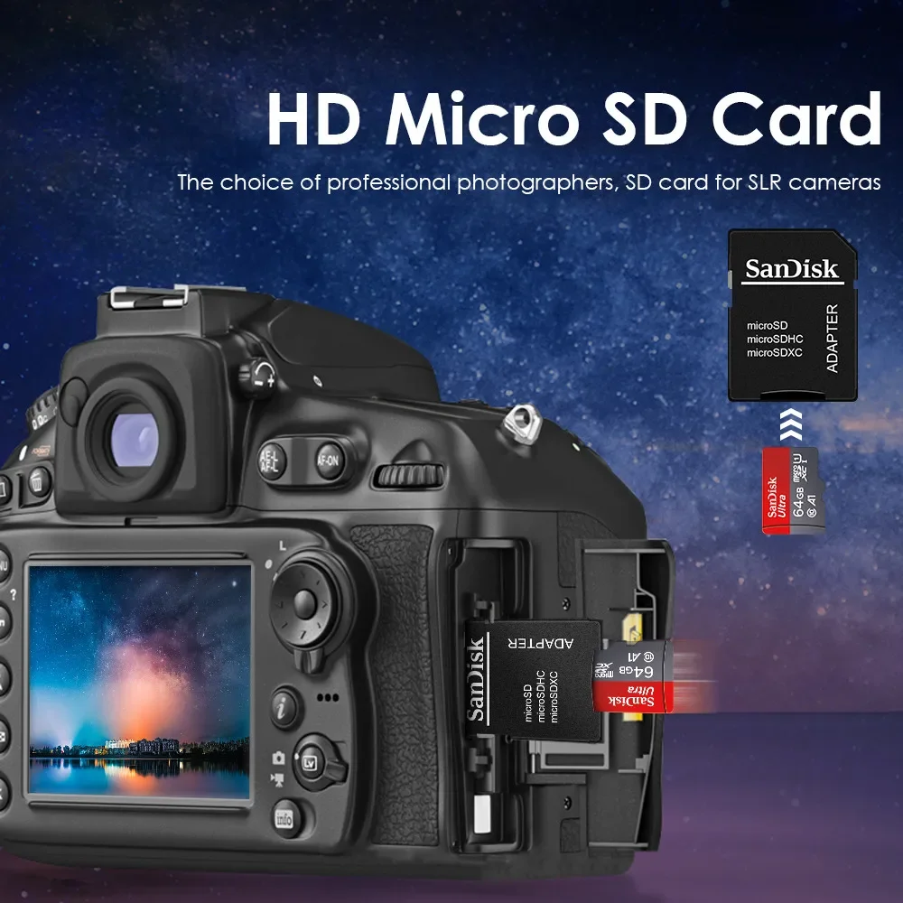 SanDisk Uitra 마이크로 SD 카드, 휴대폰용 메모리 카드, 32GB, 64GB, 128GB, 256GB, 512GB, 1 T, MicroSD C10, A1, TF 플래시 카드
