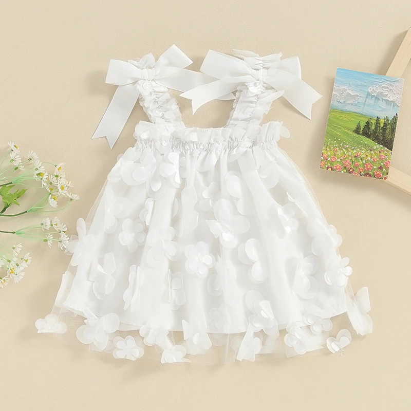 

Suefunskry Baby Girl Princess Dress Sleeveless 3D Butterfly Flower Party Tulle Dress Toddler Fairy Dress