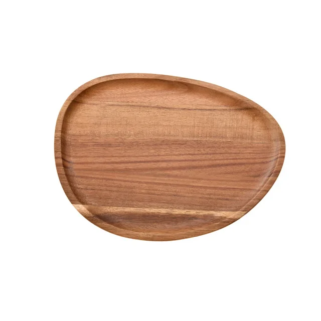 Solid Wood Dinner Plates Irregular Oval Serving Tray Fruit Dishes Dry Fruit Sushi Tea Tray Bread Wooden Plate Home Decoration 6