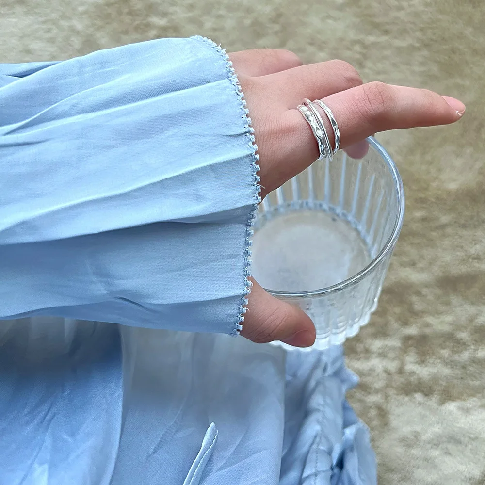 

Karachis s925 Sterling Silver Ring, Female Minority, Irregular Personality, Three Layer Surrounding Open Ring
