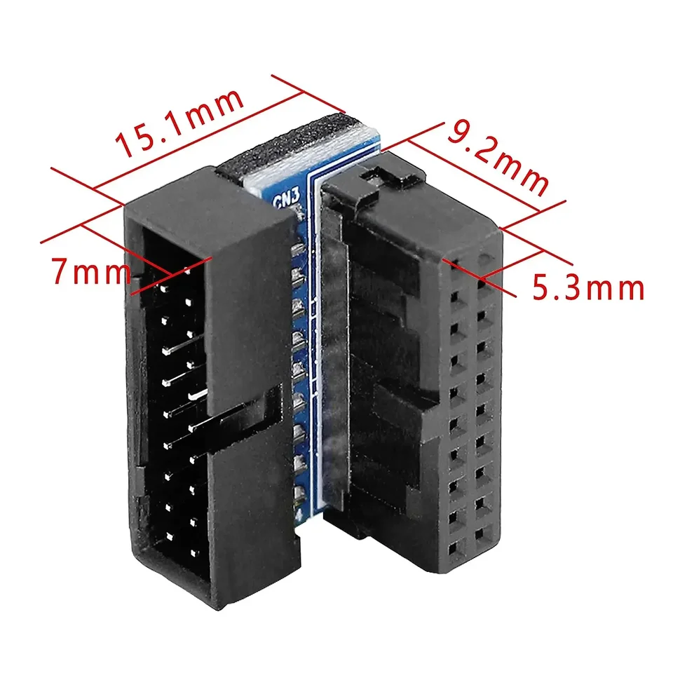 Adaptateur USB 3.0 20 Broches Coudé 90° – Mâle Vers Femelle – 5 Gbit/s, Plug And Play – Pour Carte Mère ASUS, Intel, Dell, HP