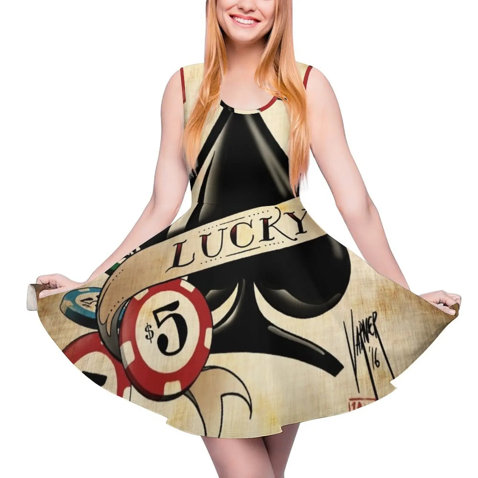 Spade and Poker Chips Sleeveless Dress wedding dresses for woman dress party evening elegant luxury celebrity