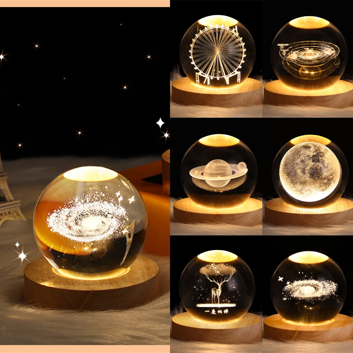 

Glowing Planetary Astronaut Night Lights Home Children's Room Bedside Lamp USB Power 3D Led Lamp Table Decor Light