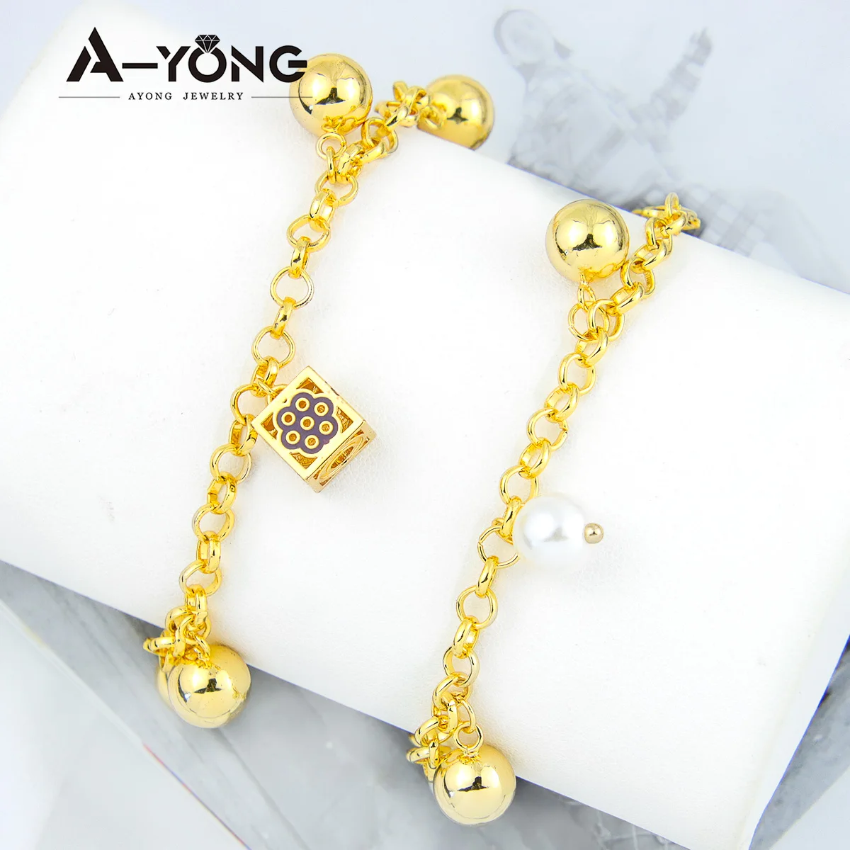 Arabische Mode Münzen Armband 21k vergoldet türkische schicke quadratische Anhänger Ketten Dubai muslimische Frauen Hochzeit Party Gold Schmuck – Detail 4