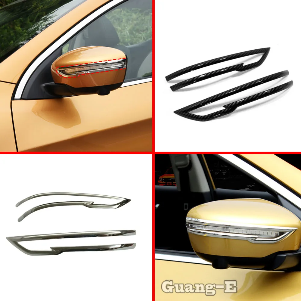 Car Abs Chrome Back View Sopracciglio Side Mirror Strip Cover Stick Trim Panel Lamp 2Pcs Per Nissan Qashqai J11 2016 2017 2018
