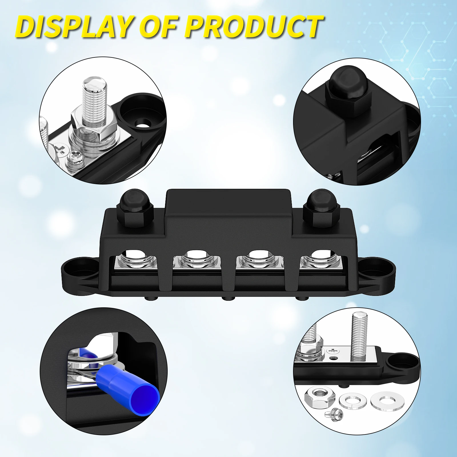 12V Power Distribution Block 250A Bus Bar Terminal Block with Cover