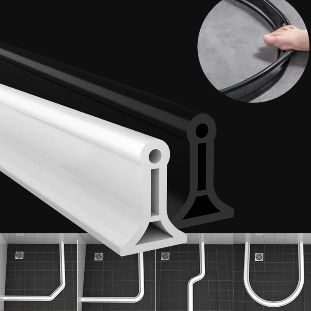 Self-Adhesive Silicone Bendable Water Retaining Strip Shower Water Barrier for Bathroom Separation Shower Accessories shower water barrier water barrier strip