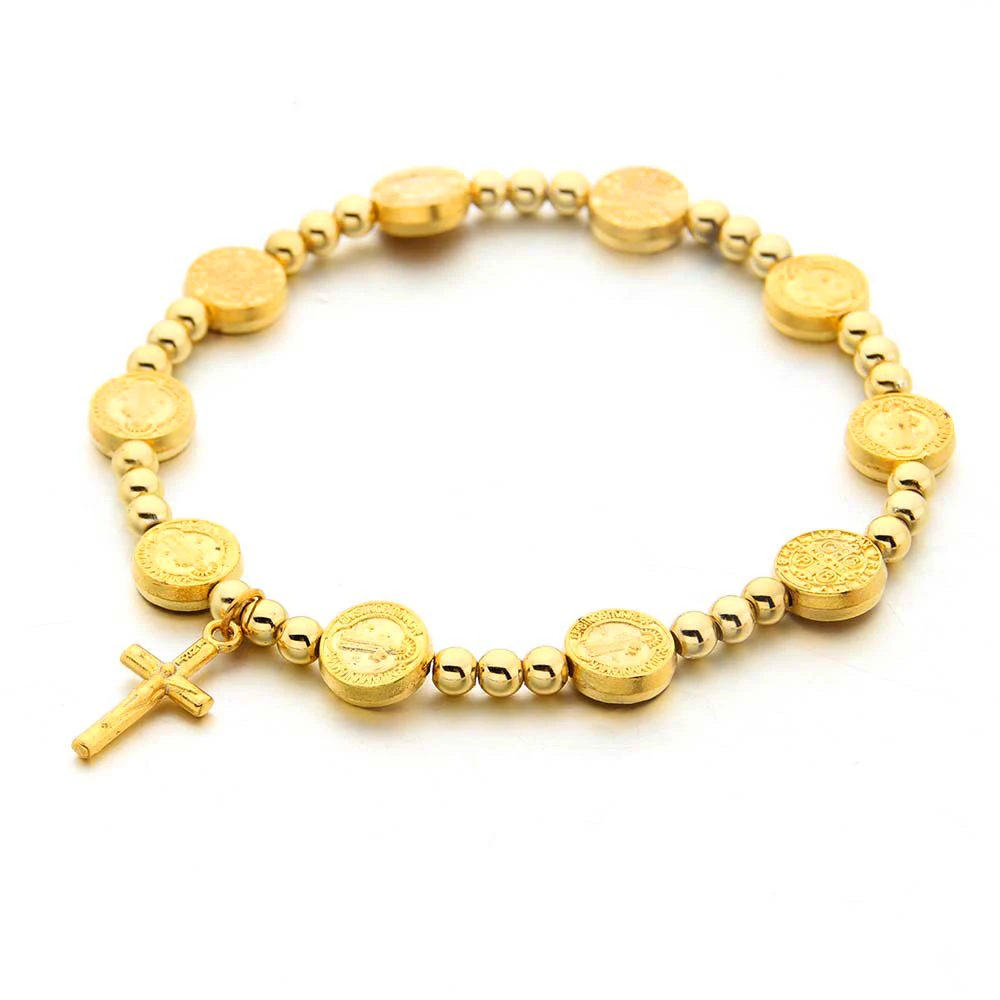 Gold Cross Rosary Bracelet 5
