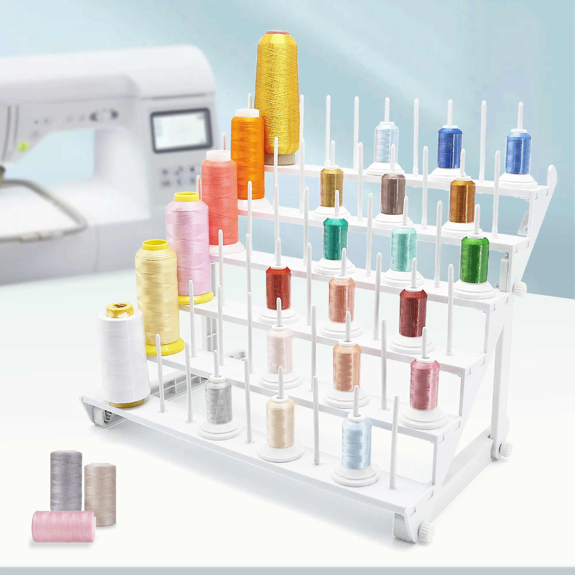 Universal Thread Holder Stand Rack Organizer Single Cone Spool 10 20 Spools for Domestic Embroidery Sewing Machines