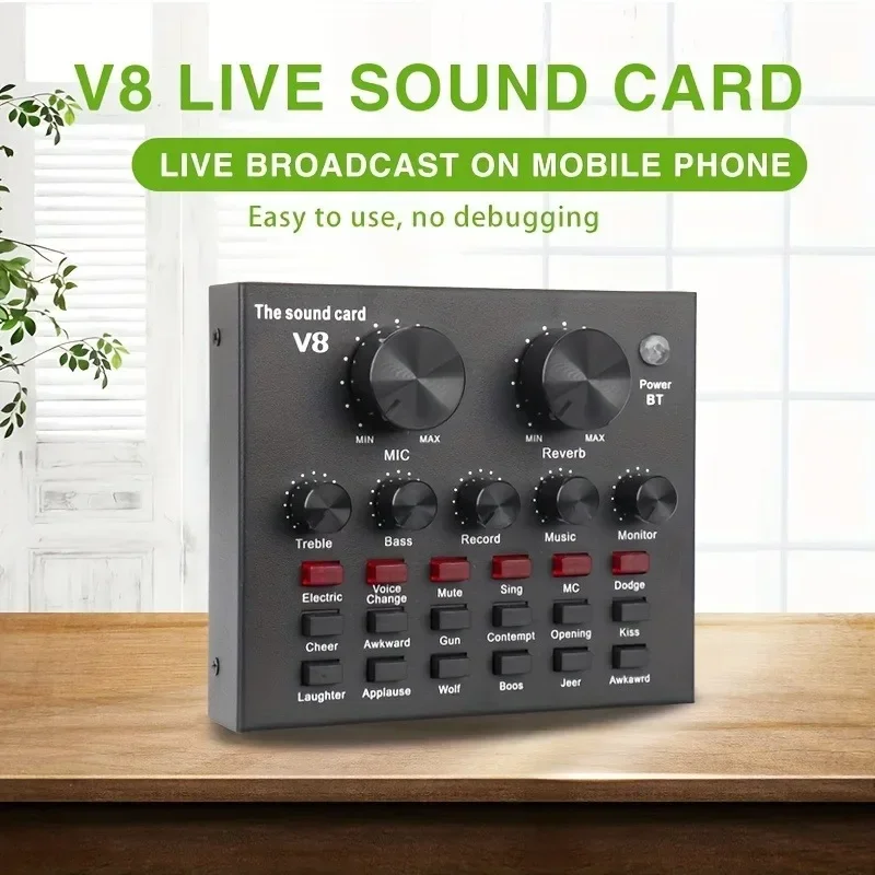 V8 V8S V8SK 오디오 믹서 USB 외부 헤드셋 마이크 웹캐스트 전화 컴퓨터 용 개인 라이브 방송 사운드 카드