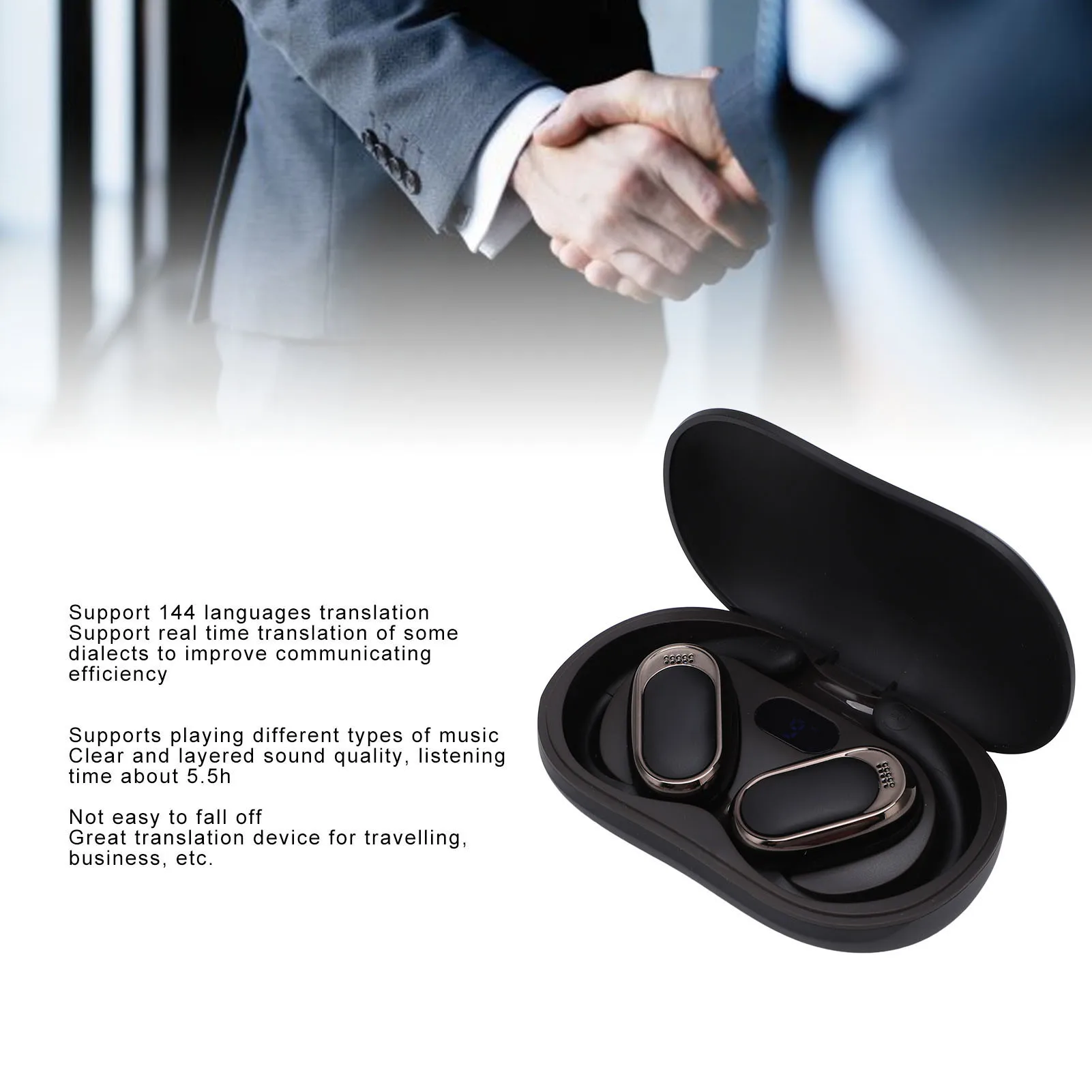 Language Translator Earbuds wireless earbuds translator earbuds translator earphones Music Playing Bluetooth 5.4 Wireless with Charging Case for Travel
