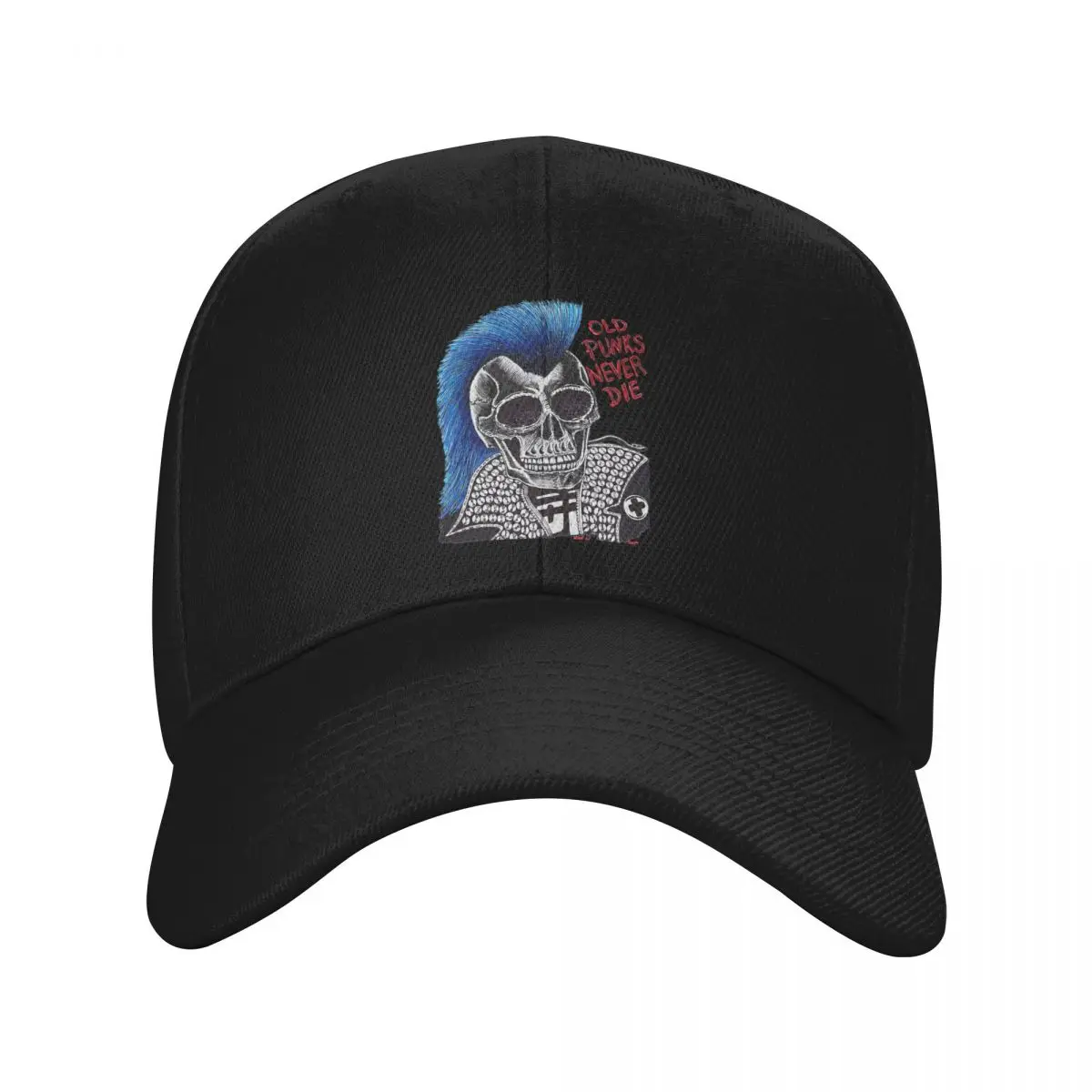 thumbnail image 1 of Gorras de papá de color puro Art By Kev G, gorra de béisbol con visera para mujer, gorra con visera Old Punks Never Die, 1 of 7